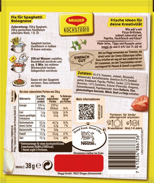 Maggi Fix für Spaghetti Bolognese 