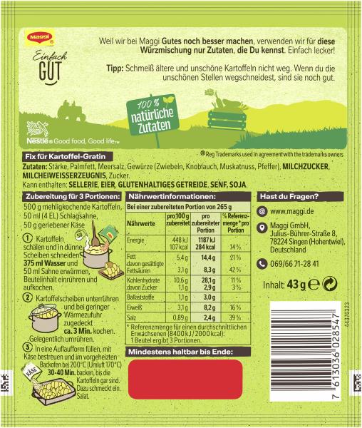 Maggi Fix für Kartoffel Gratin