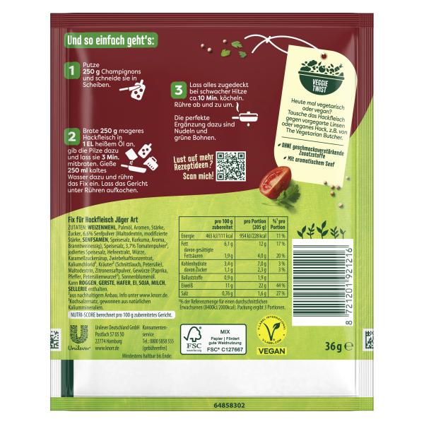 Knorr Fix Hackfleisch Jäger Art