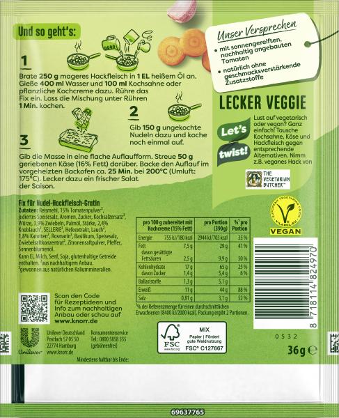 Knorr Fix Nudel Hackfleisch Gratin