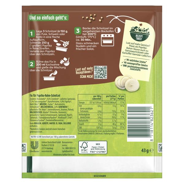 Knorr Fix Paprika-Rahm Schnitzel