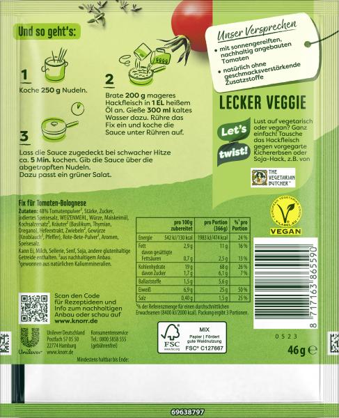 Knorr Fix Tomaten Bolognese