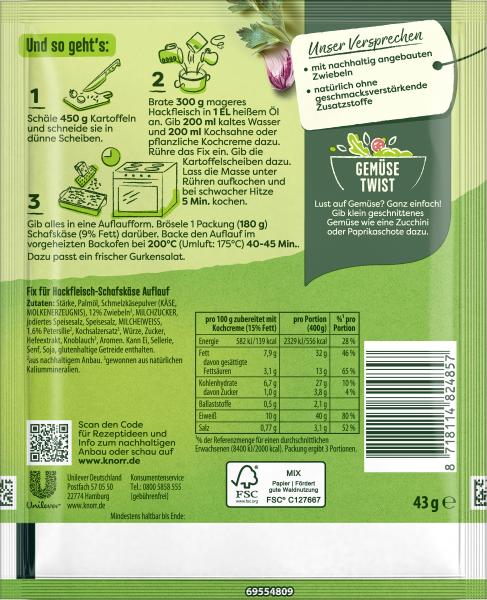 Knorr Fix Hackfleisch Schafskäse Auflauf