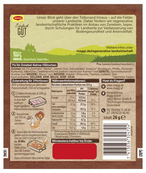 Maggi Fix Zwiebel Sahne Hähnchen