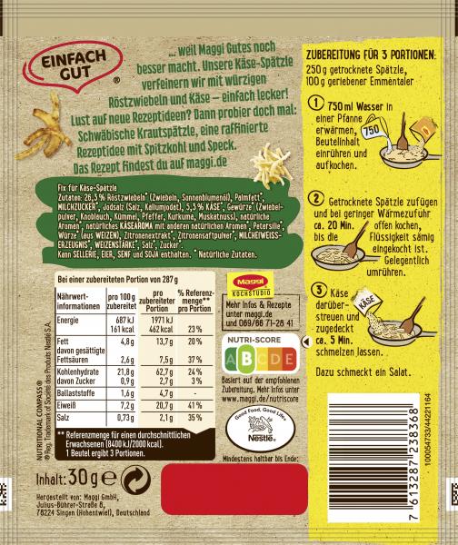 Maggi Fix für Käse Spätzle