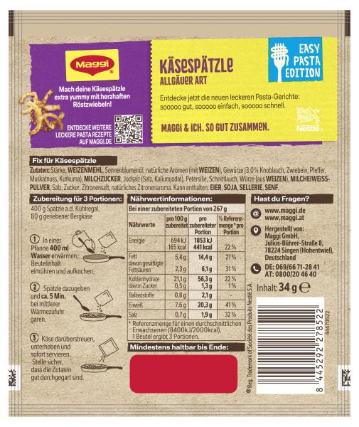 Maggi Fix für Käse Spätzle Allgäuer Art