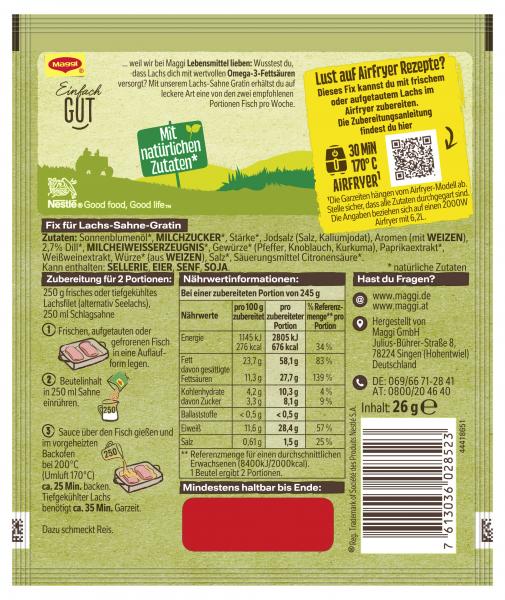 Maggi Fix für Lachs-Sahne Gratin