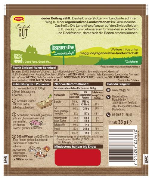 Maggi Fix Zwiebel Rahm Schnitzel