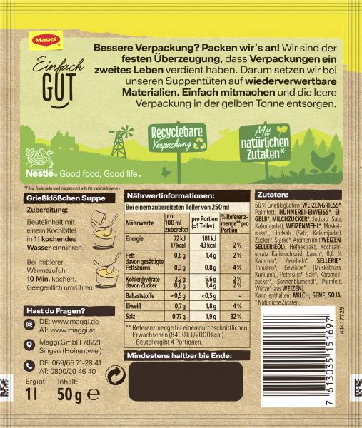 Maggi Guten Appetit Grießklößchen Suppe