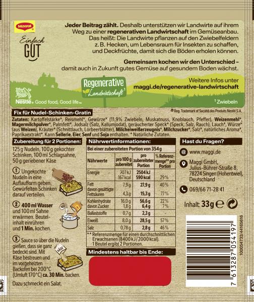 Maggi Fix für Nudel-Schinken Gratin