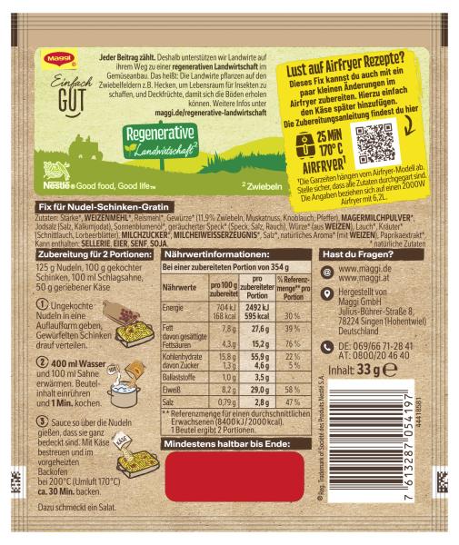 Maggi Fix Nudel Schinken Gratin