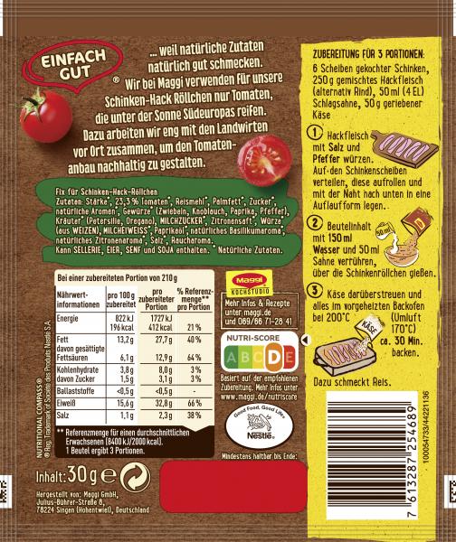 Maggi Fix für Schinken-Hack Röllchen