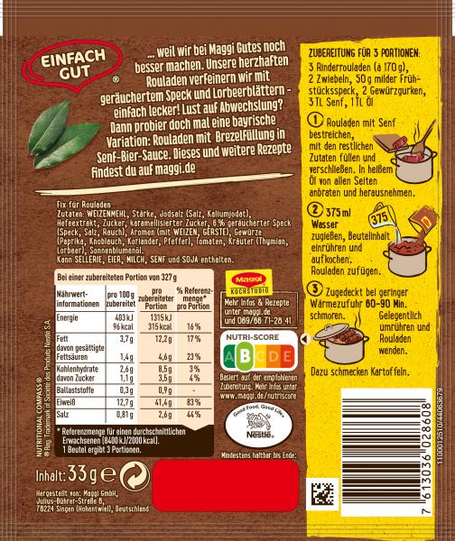 Maggi Fix für Rouladen