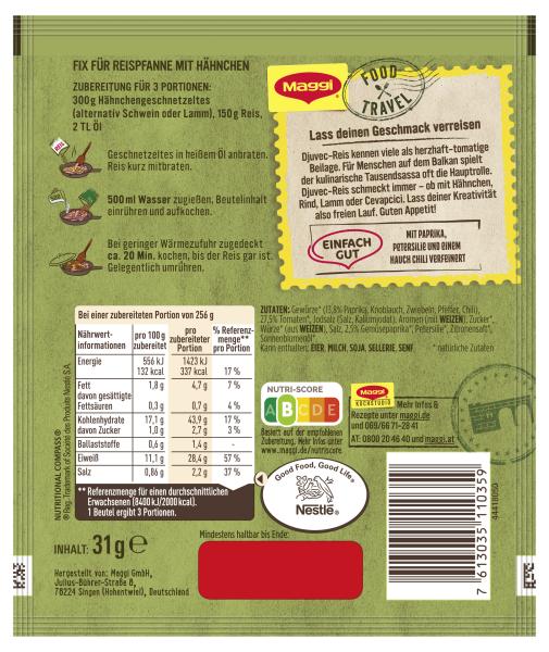 Maggi Food Travel Fix Reispfanne Djuvec Art