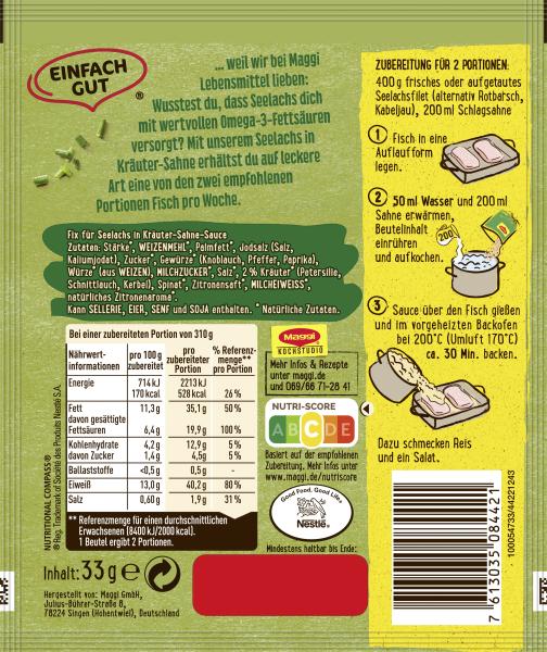 Maggi Fix Seelachs Kräuter Sahne