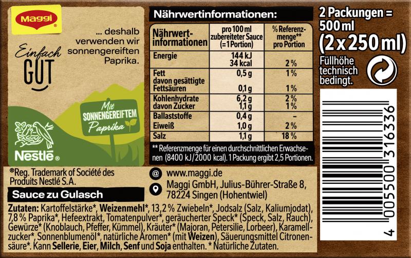 Maggi Sauce zu Gulasch Pack
