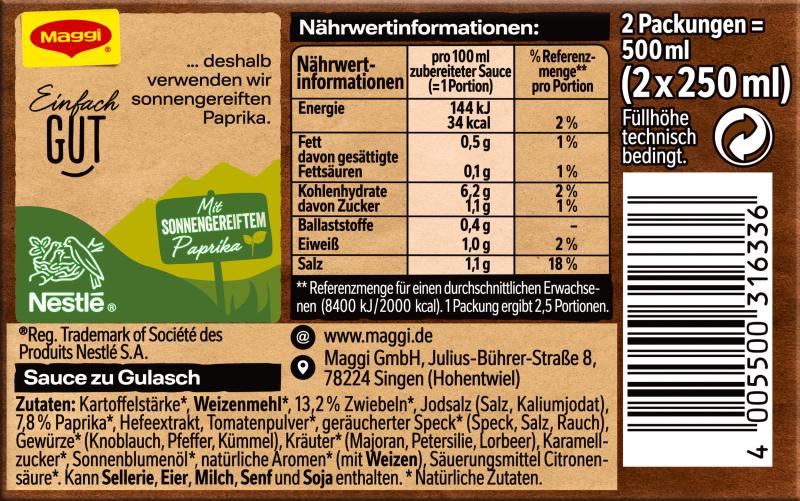 Maggi Sauce Zu Gulasch