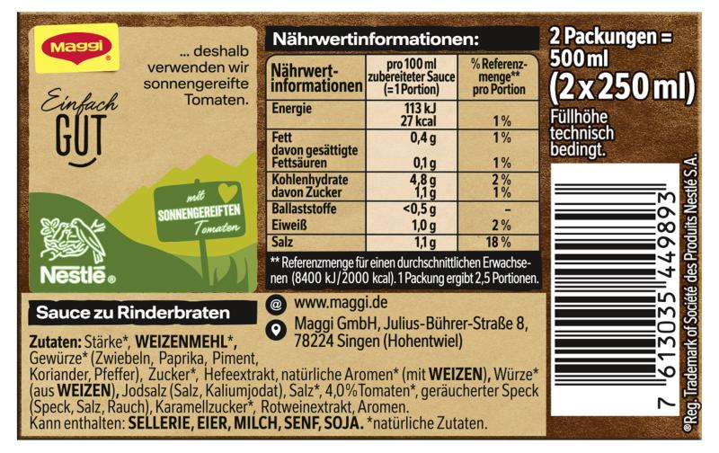 Maggi Sauce Zu Rinderbraten Multipack