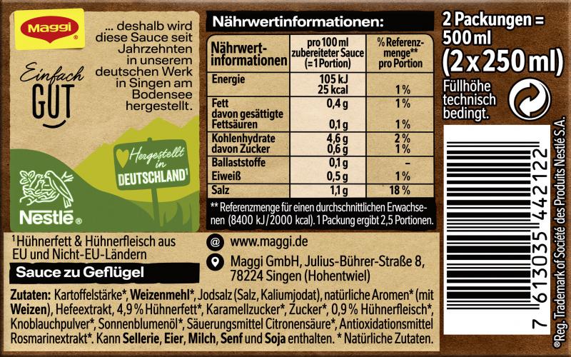 Maggi Sauce zu Geflügel Pack