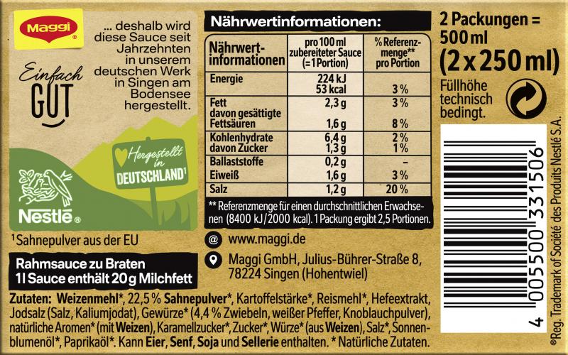 Maggi Rahm-Sauce zu Braten Pack