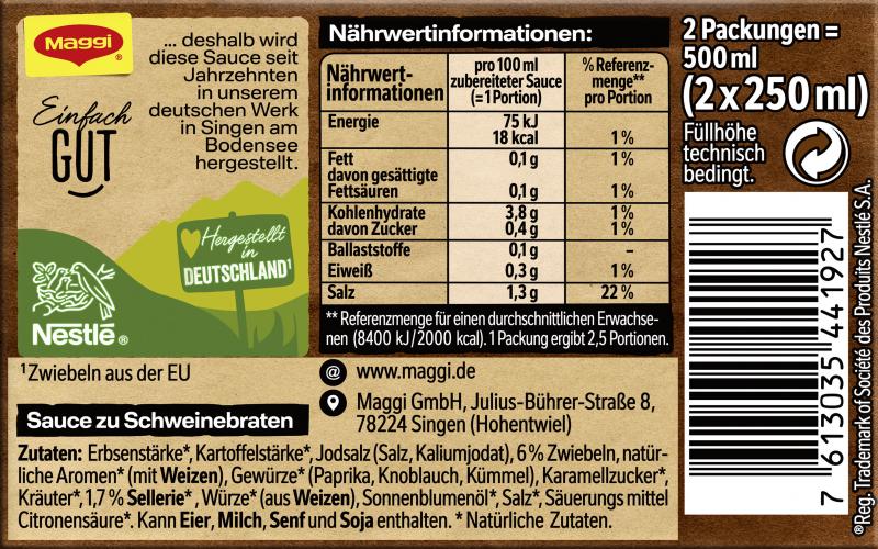 Maggi Sauce zu Schweinebraten