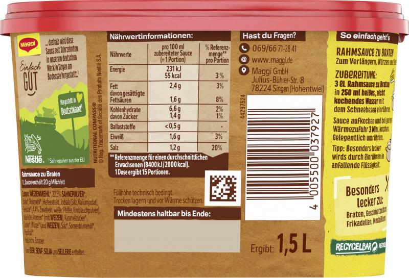 Maggi Rahm-Sauce zu Braten