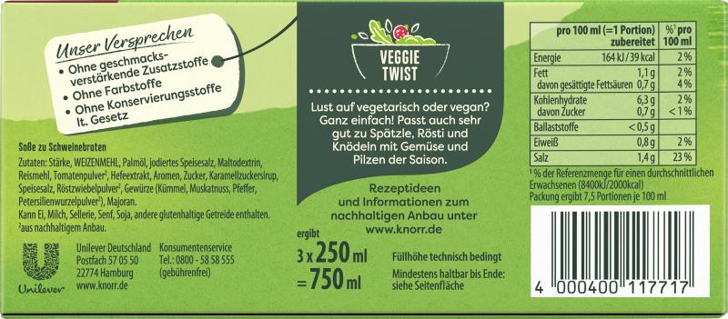 Knorr Soße zu Schweinebraten