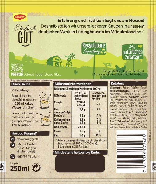 Maggi Für Geniesser Curry Sauce