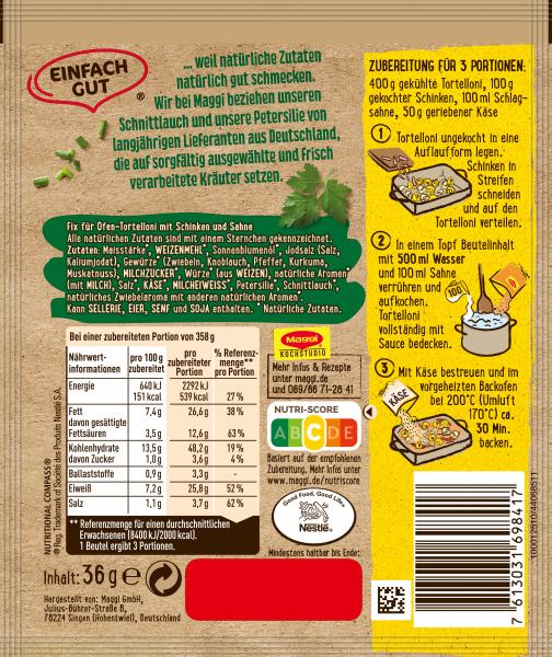 Maggi Fix für Ofen-Tortelloni alla Panna