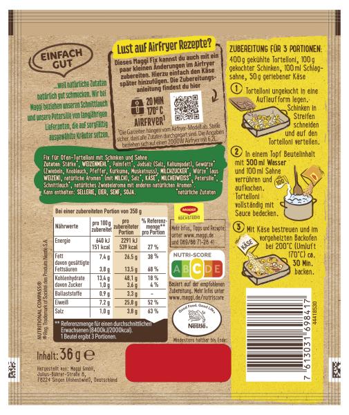 Maggi Fix Ofen Tortellini Alla Panna