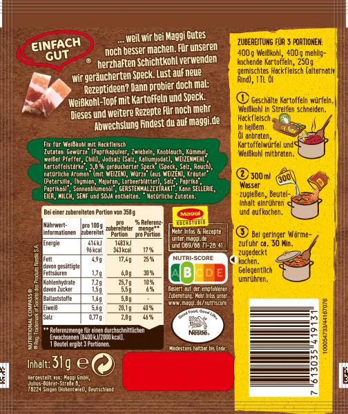 Maggi Fix für Schichtkohl mit Hackfleisch