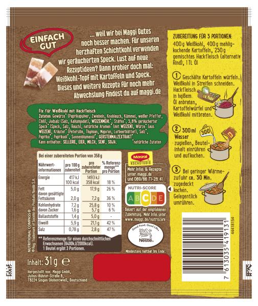 Maggi Fix Schichtkohl Mit Hackfleisch