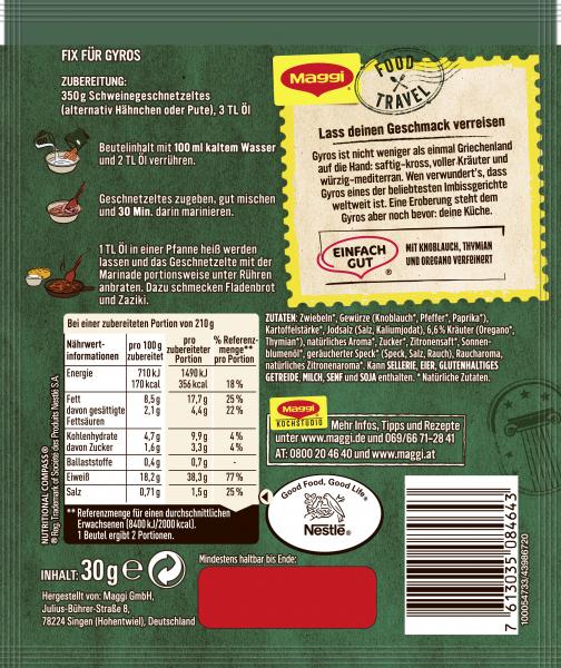 Maggi Food Travel Fix für Gyros Würzmischung