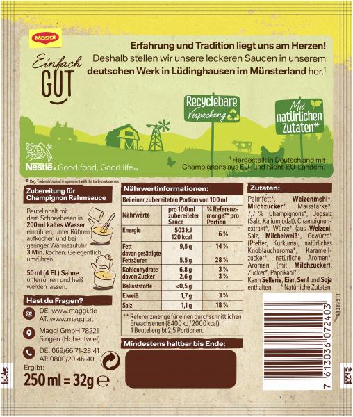 Maggi Für Genießer Champignon Rahmsauce