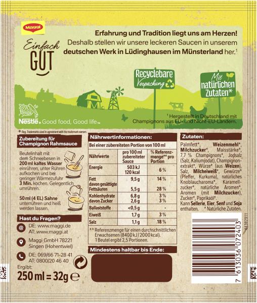 Maggi Für Geniesser Champignon Rahmsauce