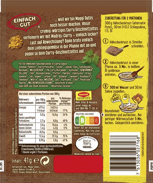 Maggi Fix für Curry Geschnetzeltes