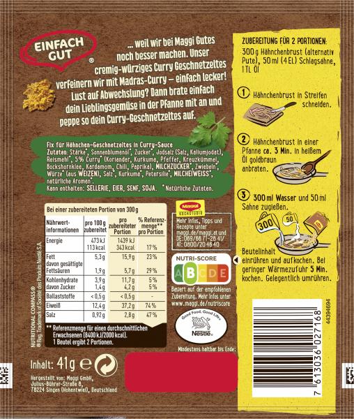Maggi Fix Curry Geschnetzeltes