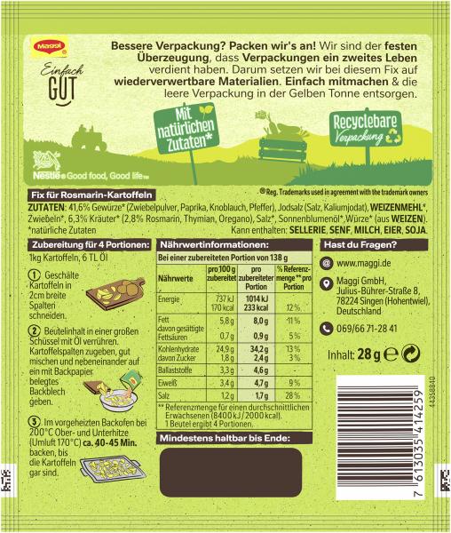 Maggi Fix für Rosmarin Kartoffeln
