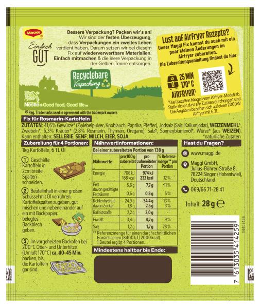 Maggi Fix Rosmarin Kartoffeln