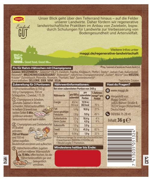 Maggi Fix Champignon Rahm Hähnchen