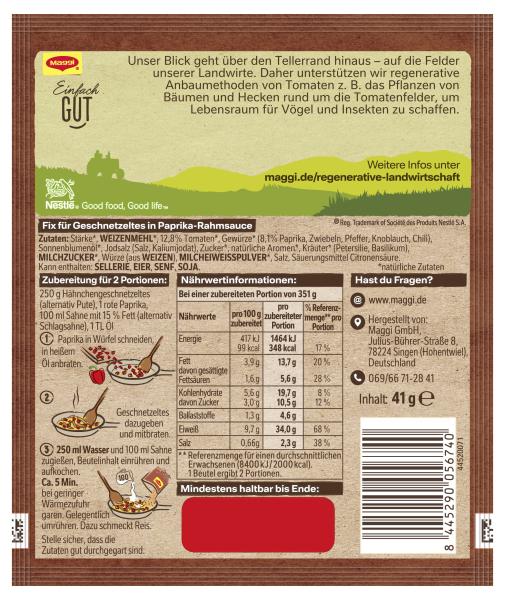 Maggi Fix Paprika Rahm Geschnetzeltes