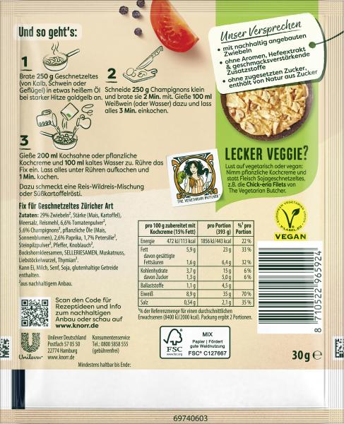 Knorr Natürlich Lecker! Geschnetzeltes Züricher Art 