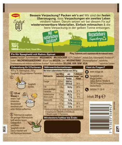 Maggi Fix Spaghetti Rahm Spinat