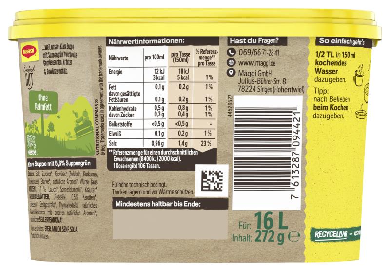 Maggi Klare Suppe Mit Suppengrün Ergibt 16L