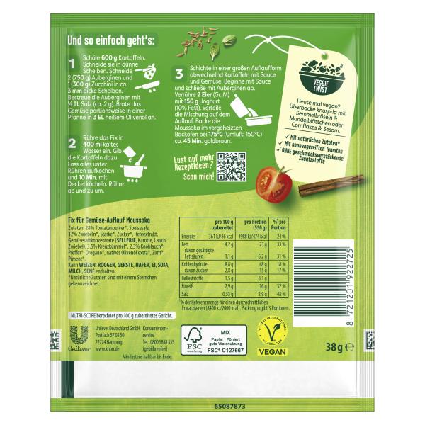 Knorr Fix Gemüse Moussaka