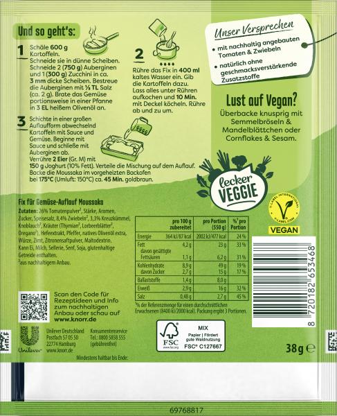Knorr Fix Gemüse Moussaka