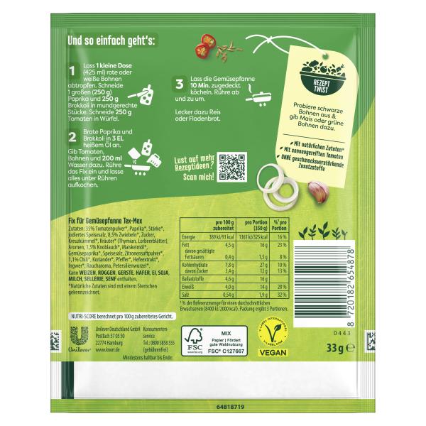 Knorr Fix Gemüsepfanne Tex-Mex