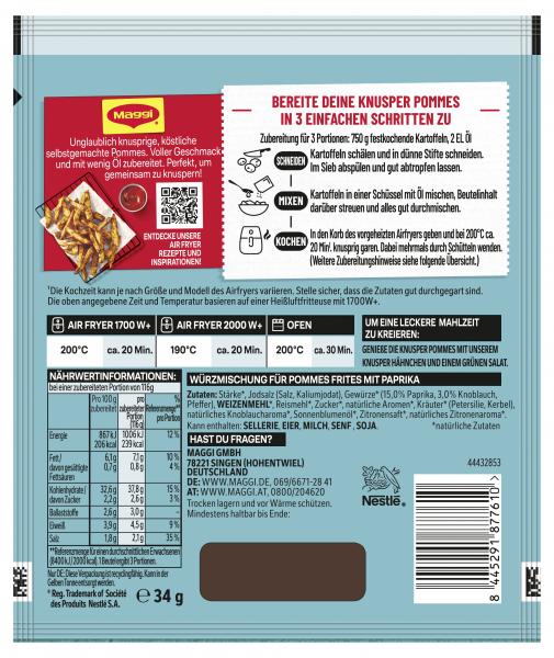 Maggi Fix Airfryer Pommes Frites Paprika