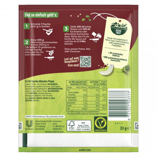 Knorr Fix Paprika Hähnchen Pfanne