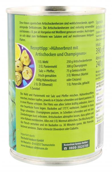 Feinkost Dittmann Spanische Artischockenherzen natur mild würzig